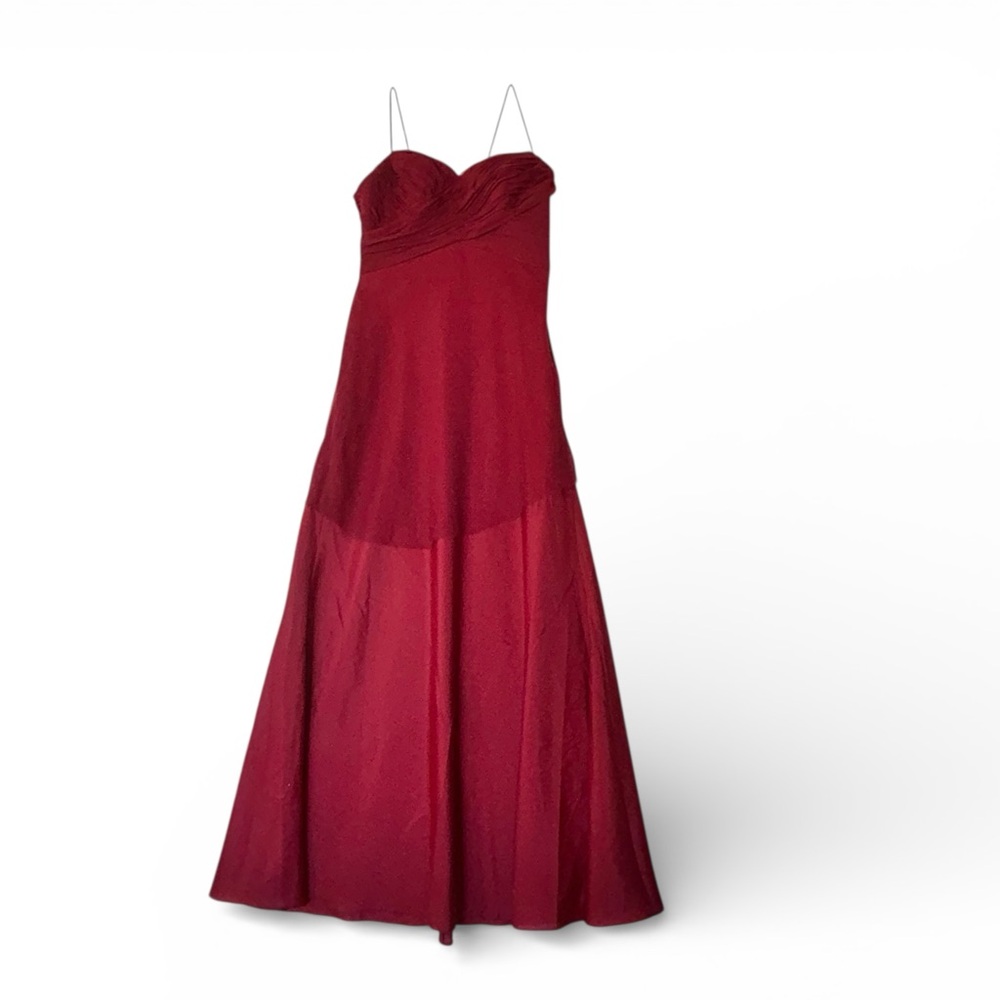 New Da Vinchi Burgundy Chiffon Formal Gown Size 10 Back Cutout